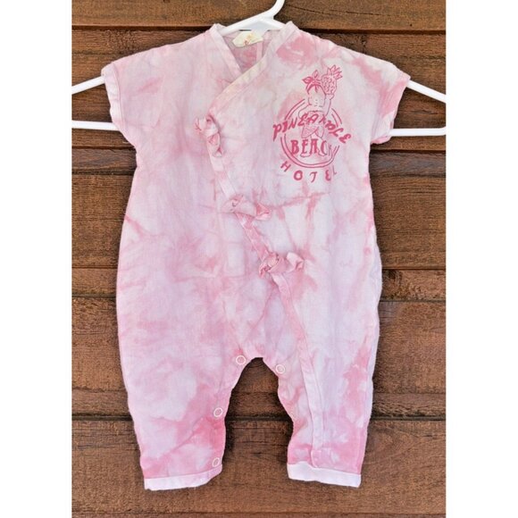 Mini Togs One-piece Romper Pineapple Beach Hotel Pink Tie-dye Cotton CA07191 - Picture 1 of 8